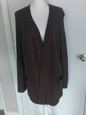 Classic Open-Front Brown Women's Sweater Cardigan